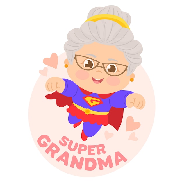 Strong cool grandma having superpowers