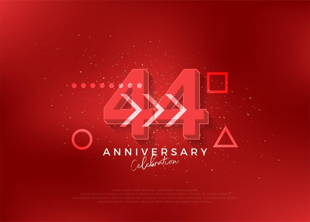 Vector strong design for 44th anniversary celebration with bold red color premium vector for poster banner celebration greeting