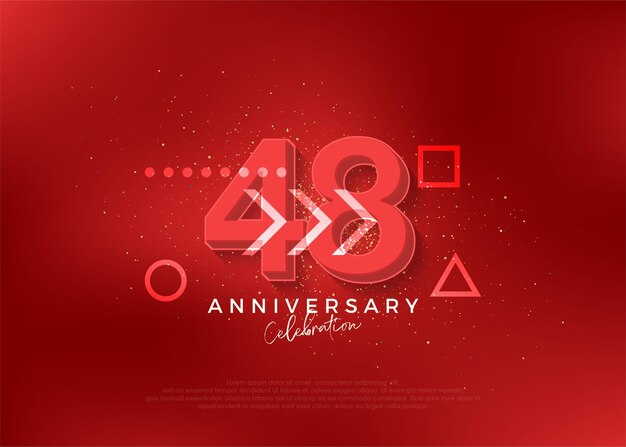 Vector strong design for 48th anniversary celebration with bold red color premium vector for poster banner celebration greeting