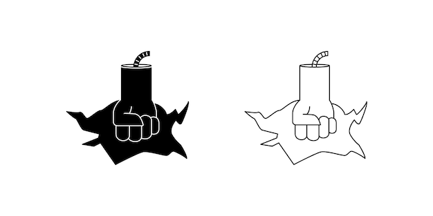 Strong dynamite punch illustration line silhouette simple and minimal style used for company