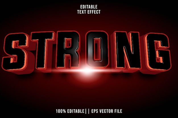 Vector strong editable text effect 3d modern style