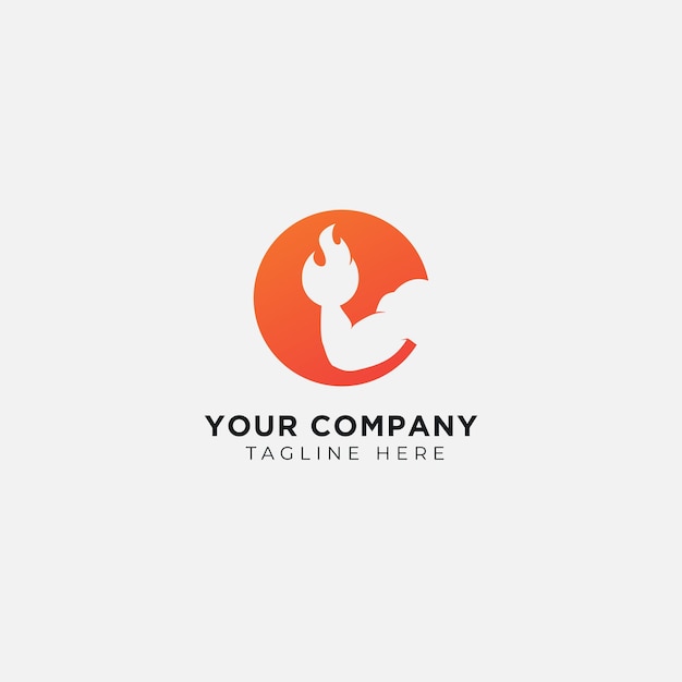 Strong fist hand flame logo design