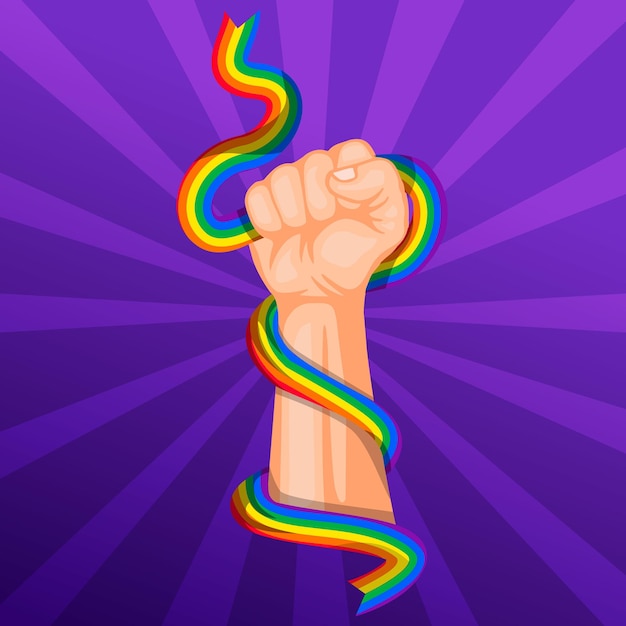 Strong fist with holding lgbt flag