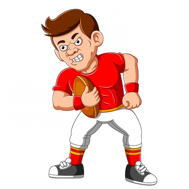 Strong football player cartoon