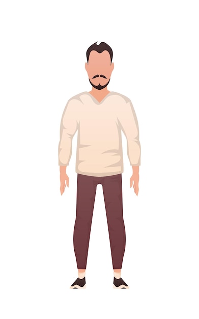 Vector strong guy stands isolated cartoon style