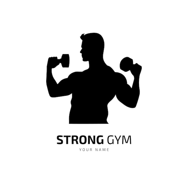 Strong gym vector with hand holding dumble
