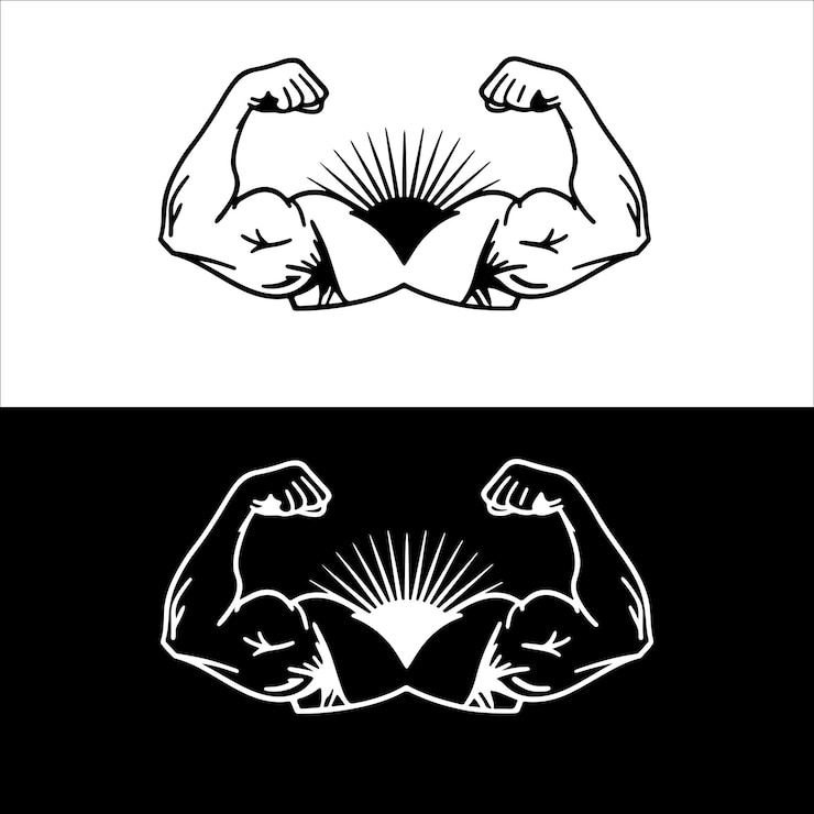 Vector strong hand gym muscle creative icon silhouette vector illustration