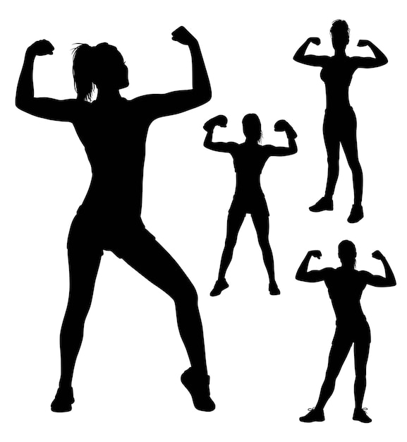 Strong and healthy women silhouette