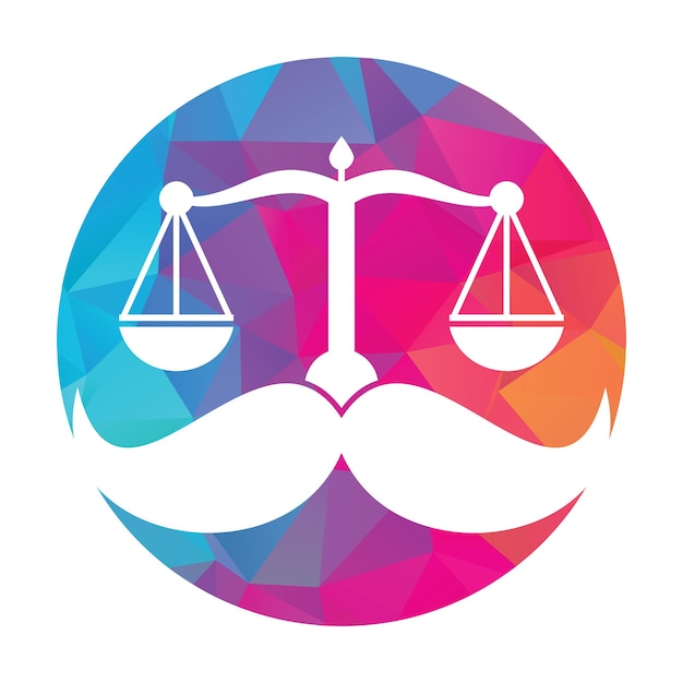 Strong law vector logo design concept Scale and mustache icon vector design