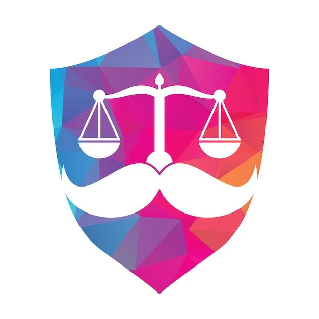 Strong law vector logo design concept Scale and mustache icon vector design