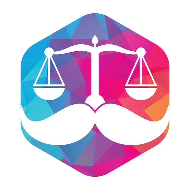 Strong law vector logo design concept Scale and mustache icon vector design