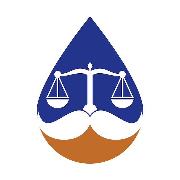 Strong law vector logo design concept Scale and mustache icon vector design