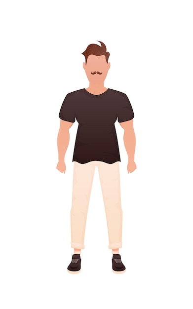 Strong man in full growth isolated cartoon style