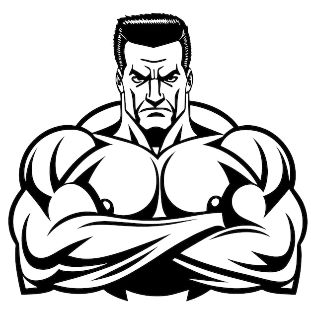 Vector a strong man, a muscular man, a bodybuilder. monochrome illustration of a circus athlete