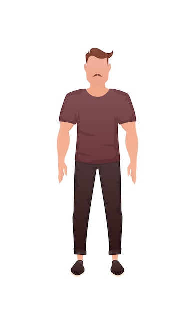 Vector a strong man stands isolated cartoon style