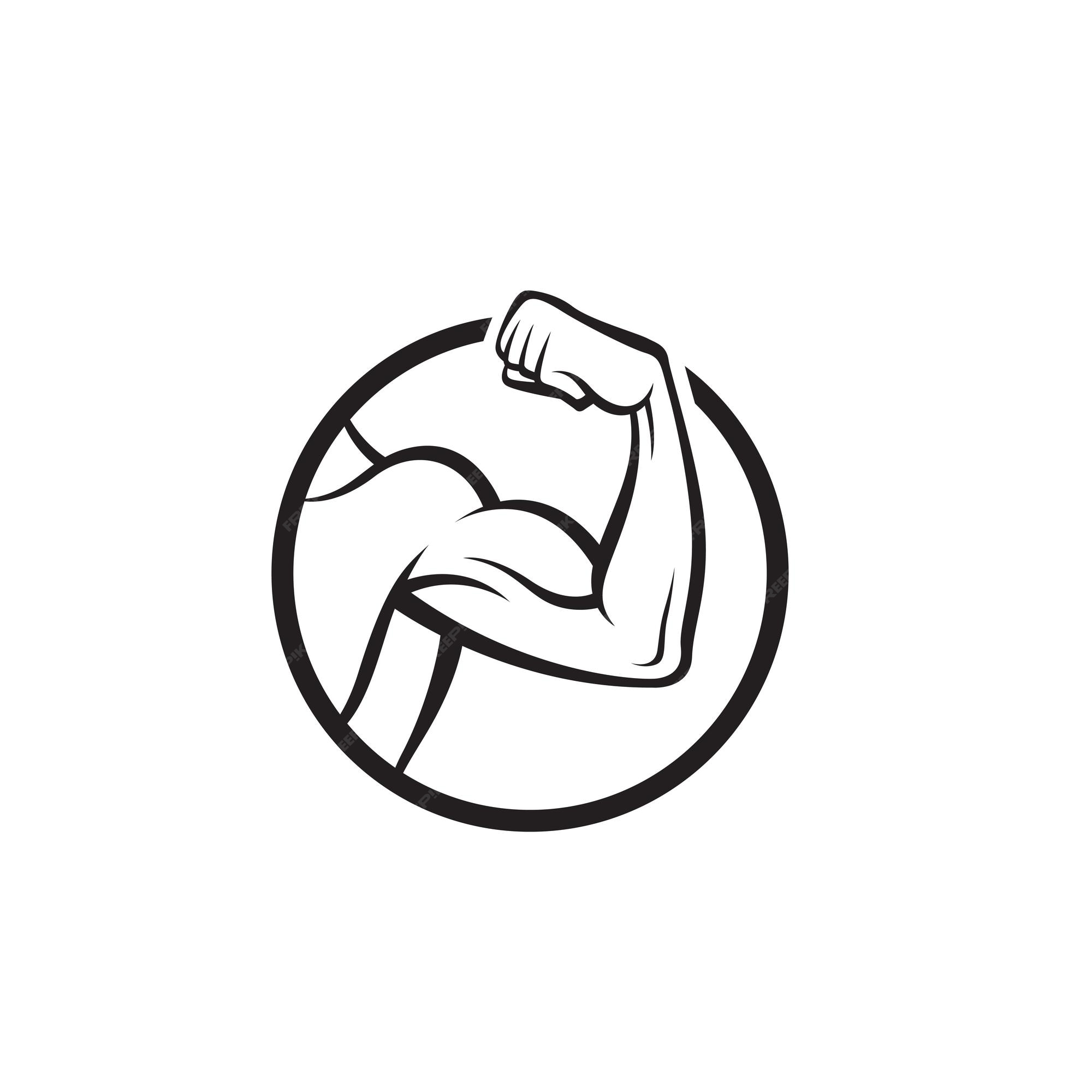 muscle icon. Building strong arm muscles for healthy men by eating protein  and exercising. 14605946 PNG