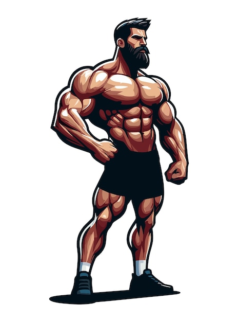 strong muscular man with full beard vector illustration