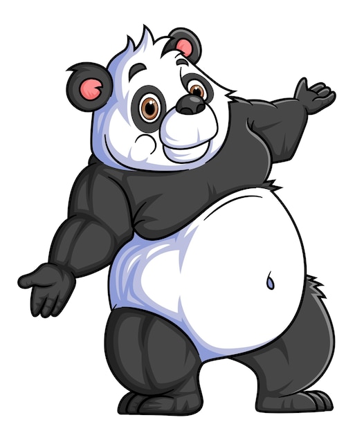 Strong panda cartoon posing mascot character