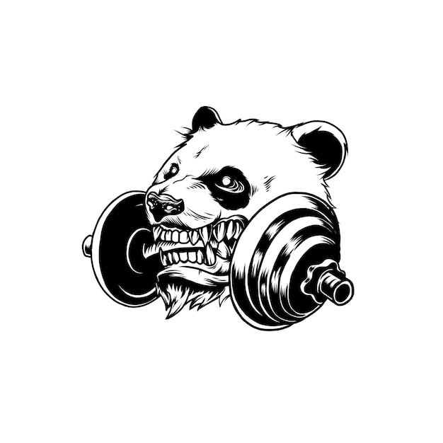強いパンダ ロゴ フィットネス ジム ベクトル アイコン