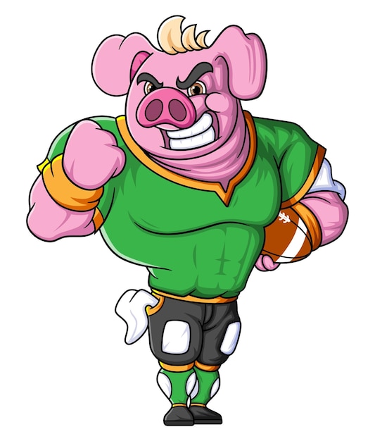 Vector the strong pig mascot of american football complete with player clothe