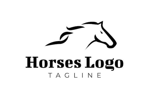 Vettore il forte e potente vettore di disegno del logo del cavallo nero