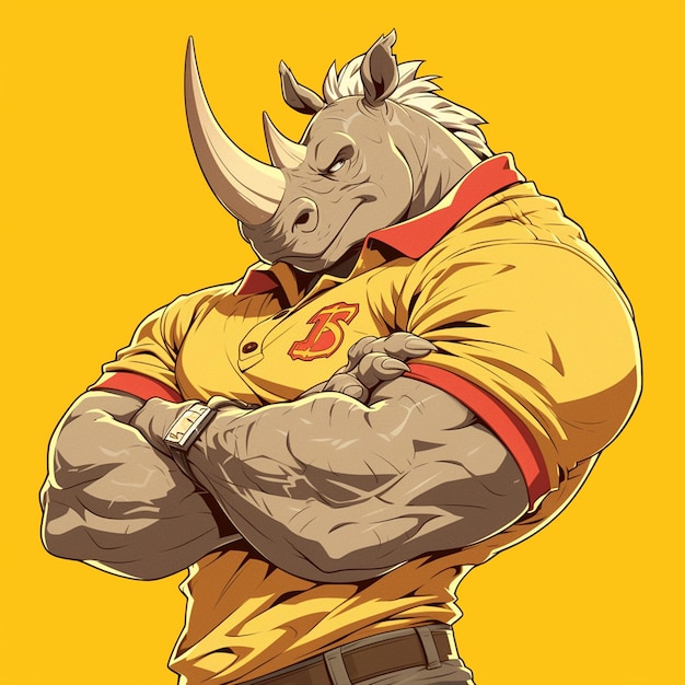 Vector a strong rhinoceros actor cartoon style