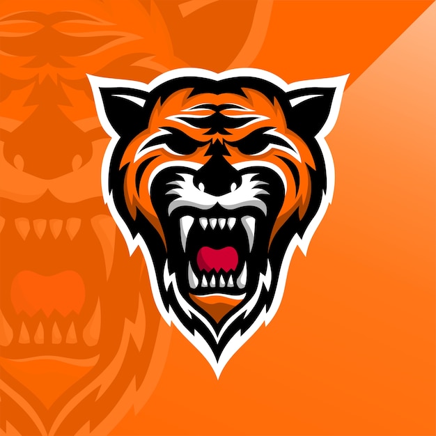 Vector strong roaring tiger logo