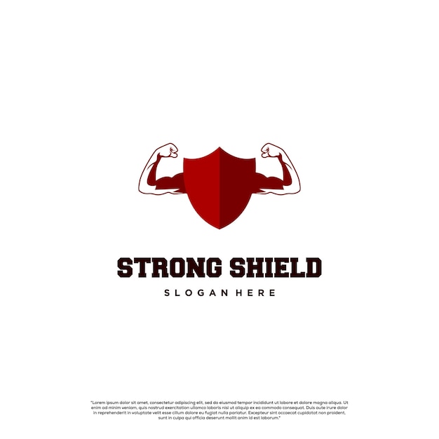 Strong shield logo icon template shield with big muscle logo design modern concept