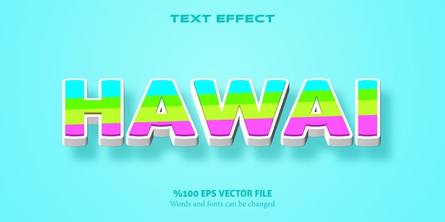 Vector strong text,  colorful cartoon style editable text effect hawai