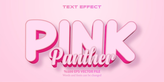 벡터 핑키하고 크리미한 터치의 미학적 편집 가능한 텍스트 효과가 있는 강력한 텍스트 pink panther