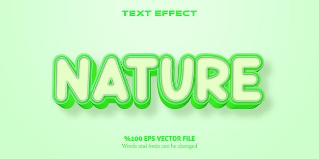 ベクトル 柔らかな緑色のタッチの強いテキスト、自然愛好家のための編集可能なテキスト効果自然