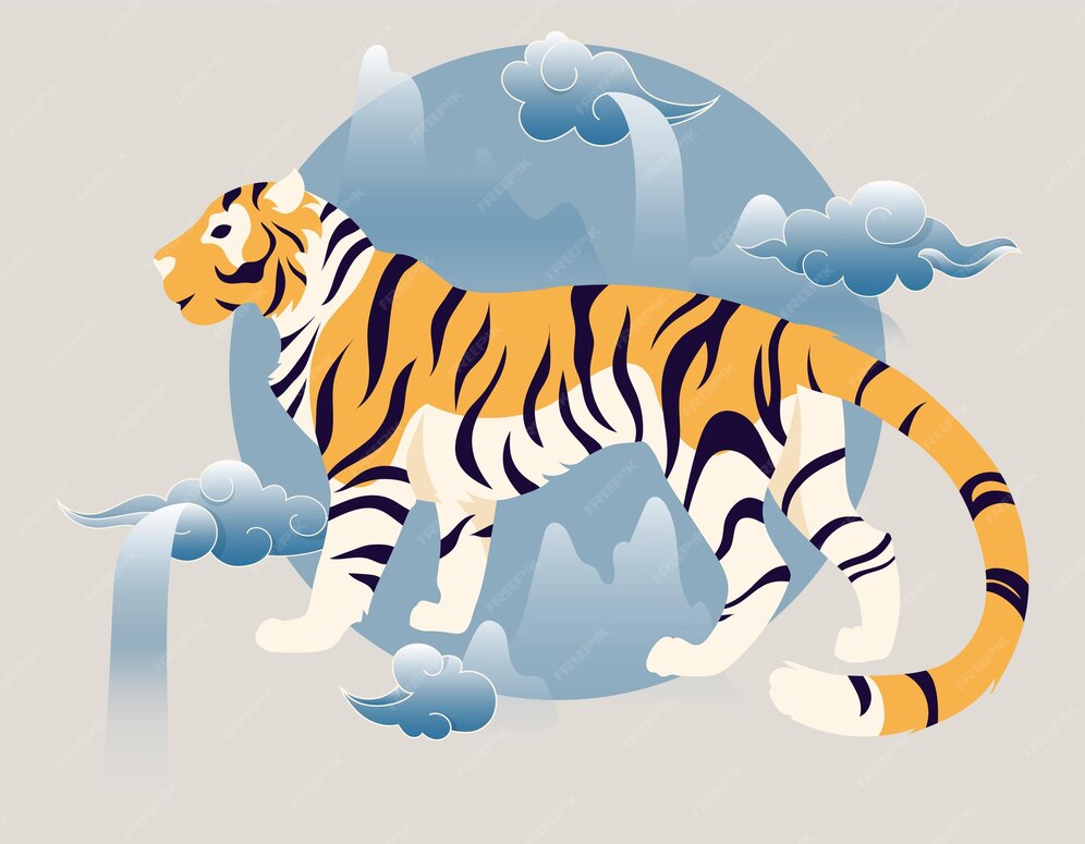 Premium Vector Strong tiger sign of on chinese calendar tiger with