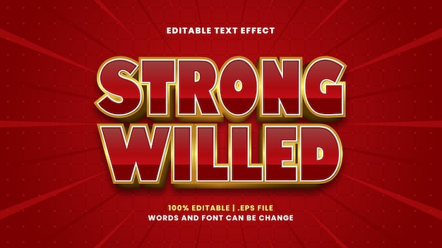 Strong willed editable text effect in modern 3d style