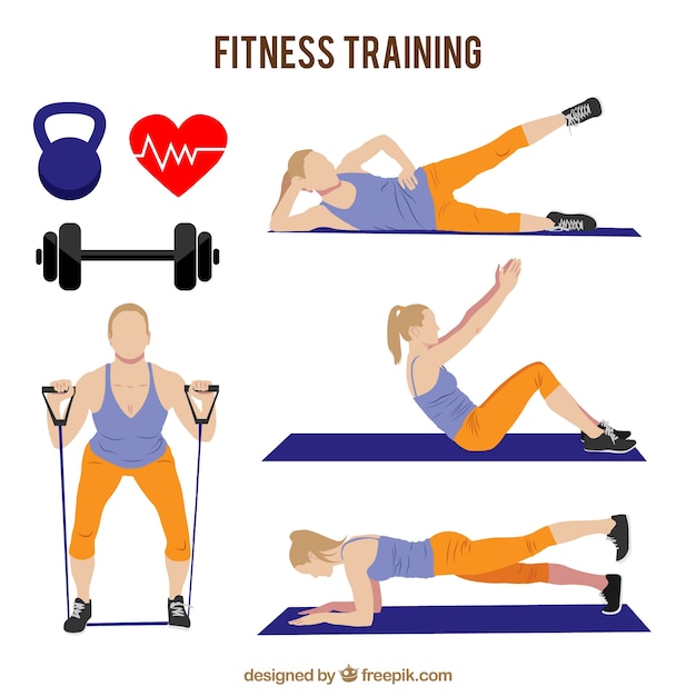 Vector strong woman training