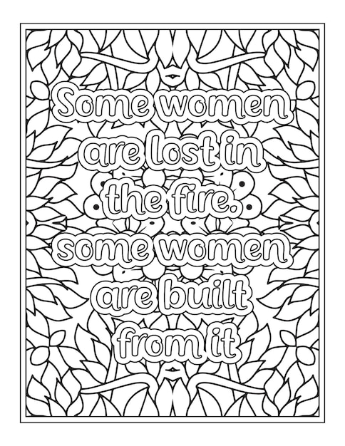 Strong women quotes coloring book page for adult