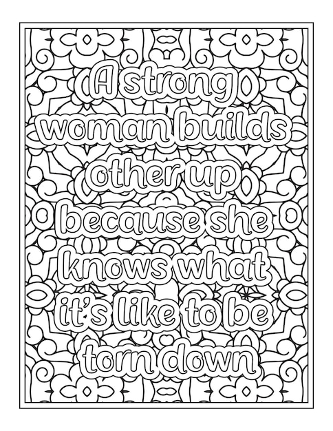 Strong Women Quotes Coloring Book Page for Adult