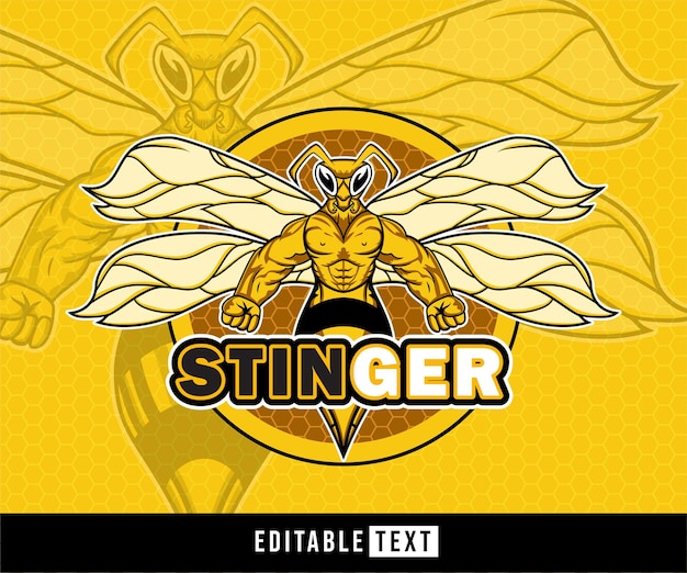 Vector strong yellow stinger mascot logo design illustration esport logo vector