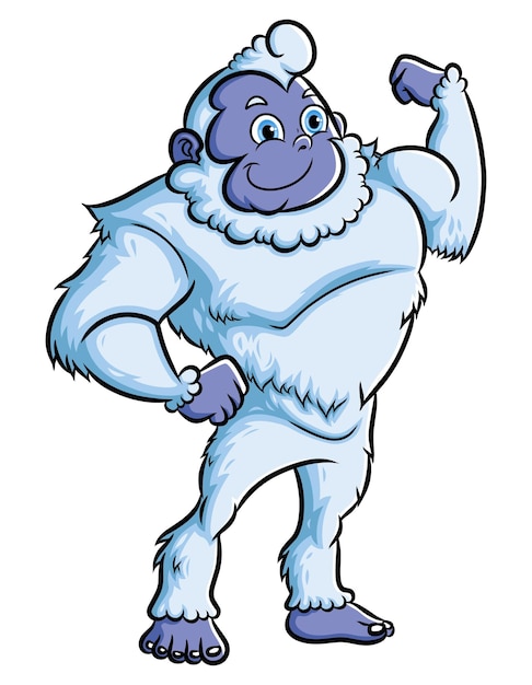 The strong yeti is showing its muscle