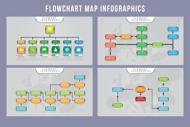 Vector stroomdiagram kaart infographic sjabloonontwerp