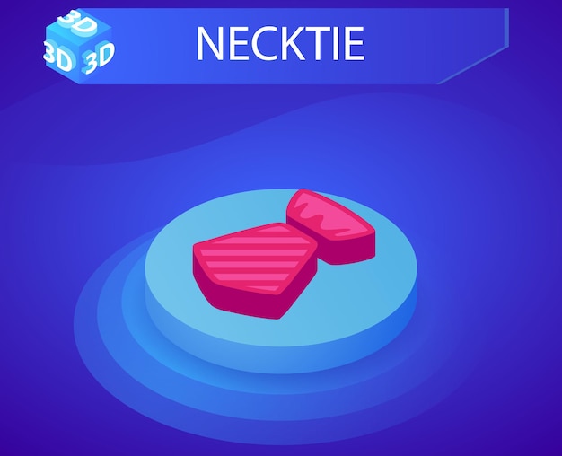 Stropdas isometrisch ontwerppictogram Vectorwebillustratie 3d kleurrijk concept
