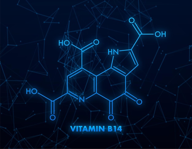 白い背景の上のビタミンb14の構造式ベクトル図