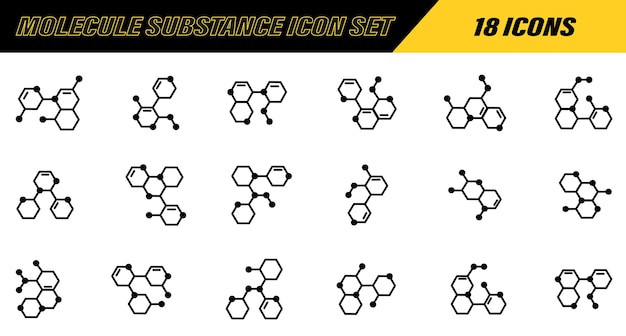 Вектор Структура и молекула вещества сборник современных иконок очертаний молекул молекула или формула
