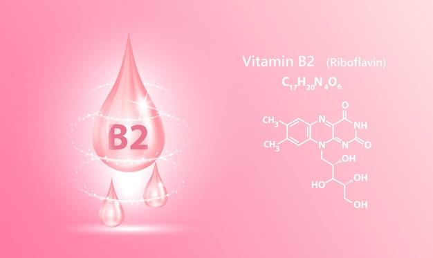 Icona della struttura vitamina b2 goccia d'acqua collagene rosa concetti medici e scientifici trattamento di bellezza.