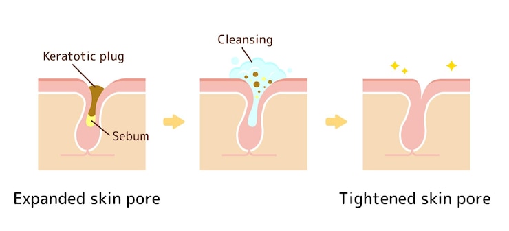 Vector structure illustration of pores clear whiteheads blackheads with cleansing