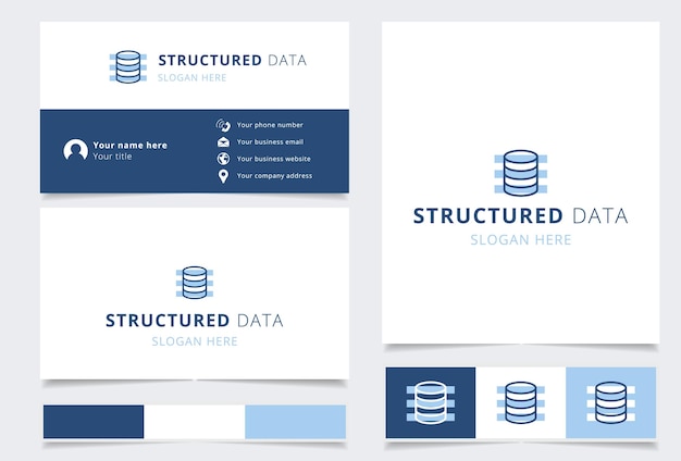 Vector structured data logo design with editable slogan business card and branding book template