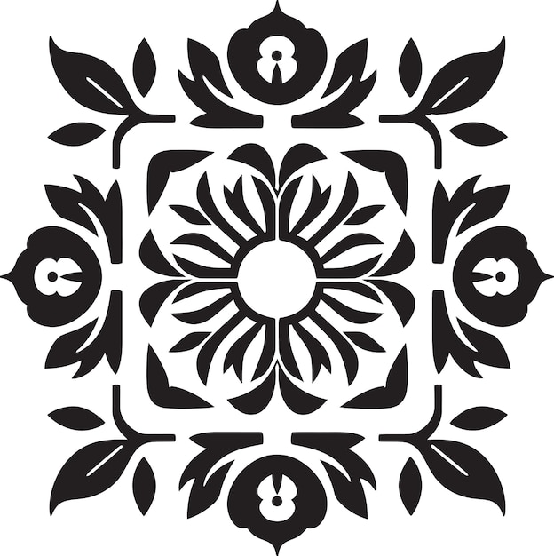 Structured Garden Vector Tile Design Floral Symmetry Geometric Emblem Icon