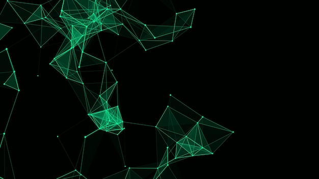 Structuur van de netwerkverbinding Abstract groene achtergrond met bewegende punten en lijnen Futuristische illustratie Digitaal technologisch ontwerp Vector illustratie