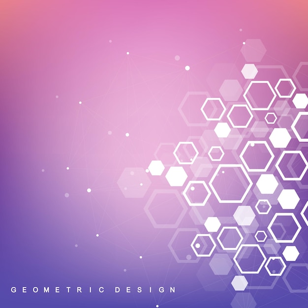 Structuurmolecuul en communicatie. dna, atoom, neuronen. wetenschappelijke molecuulachtergrond voor geneeskunde, wetenschap, technologie, scheikunde. vector geometrische dynamische illustratie.