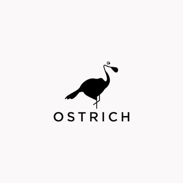 Struisvogel logo pictogram ontwerp sjabloon platte vector