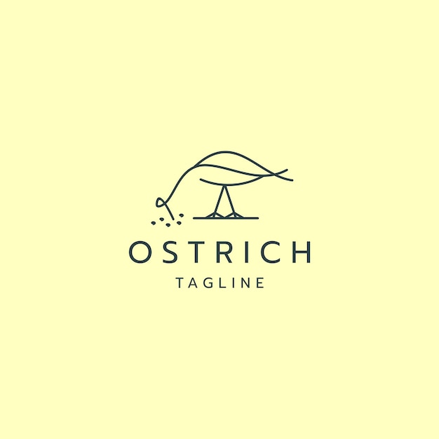 Vector struisvogel logo pictogram ontwerp sjabloon platte vector